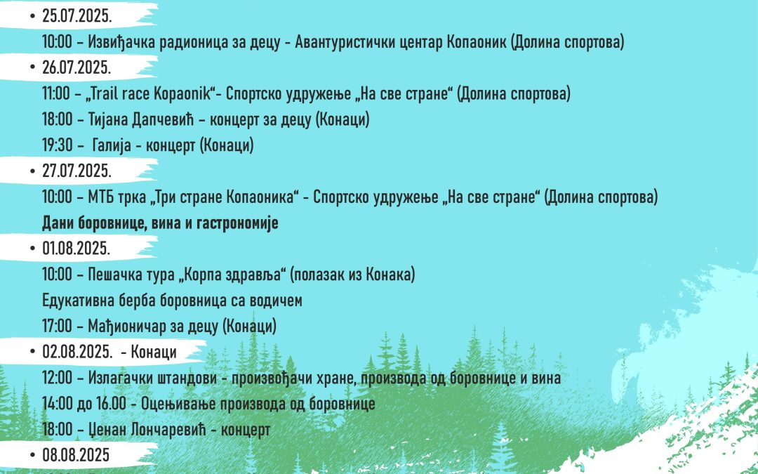 ПРОГРАМ МАНИФЕСТАЦИЈЕ „ЛЕТЊА ПРИЧА КОПАОНИКА“